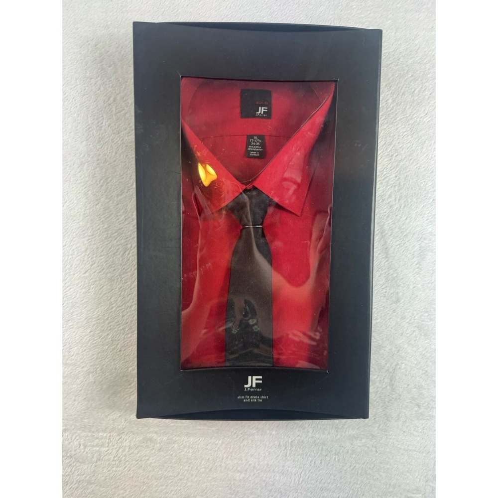 JF J Ferrar‎ slim dress shirt XL 17-17 3/4 34/35 New In Box Red Shirt Black Tie